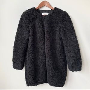 ARITZIA | WILFRED LABORATOIRE WARM FUZZY SHERPA TEDDY JACKET BLACK SATIN LINING